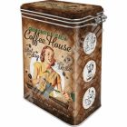 Retró Fémdoboz Csatos, Aromazárós - Kávéház, Olasz kávé Dombornyomott