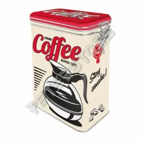   Retró Fémdoboz Csatos, Aromazárós - Coffee, Kávé Dombornyomott