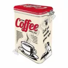 Retró Fémdoboz Csatos, Aromazárós - Coffee, Kávé Dombornyomott
