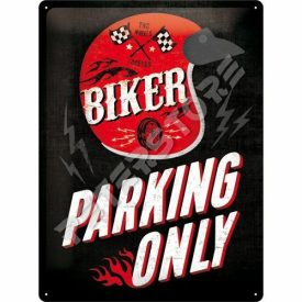 Retró Fém Tábla - Motoros Parkoló Dombornyomott