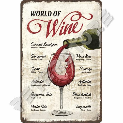 Retró Fém Tábla - A bor világa Dombornyomott