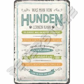 Retró Fém Tábla - Amit a kutyáktól tanulni lehet