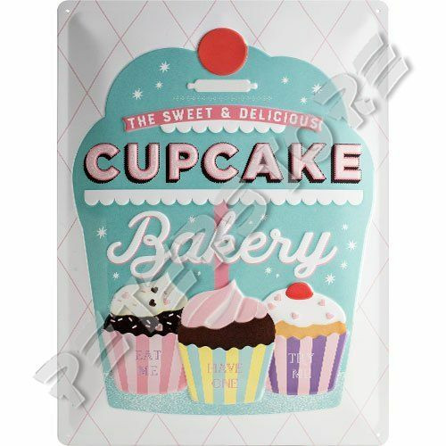 Retró Fém Tábla - Cupcake, Muffin, Sütemény, Tündér torta Dombornyomott