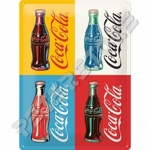 Retró Fém Tábla - Coca-Cola Palackok Reklámtábla Dombornyomott