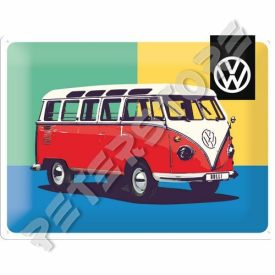   Retró Fém Tábla - Volkswagen VW T1 Busz Reklámtábla Dombornyomott