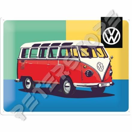 Retró Fém Tábla - Volkswagen VW T1 Busz Reklámtábla Dombornyomott