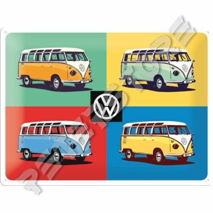 Retró Fém Tábla - Volkswagen VW T1 Busz Reklámtábla Dombornyomott