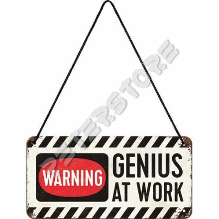 Retró Fém Tábla - Genius at work - Zseni munkában Dombornyomott