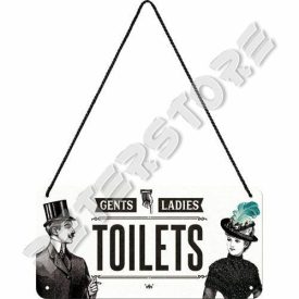 Retró Fém Tábla - Toilets, WC Dombornyomott