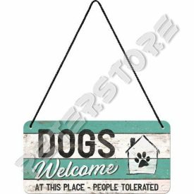   Retró Fém Tábla - Itt kutyák üdvözölnek! Dombornyomott