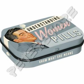   Retró Cukorkás Fémdoboz - Pirulák a Nők megértéséhez Dombornyomott