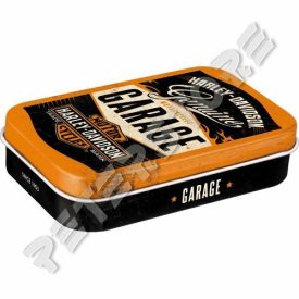   Retró Cukorkás Fémdoboz XL - Harley-Davidson Garage, Garázs Dombornyomott