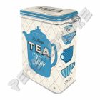 Retró Fémdoboz Csatos, Aromazárós - Tea Dombornyomott