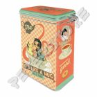 Retró Fémdoboz Csatos, Aromazárós - Tea Dombornyomott