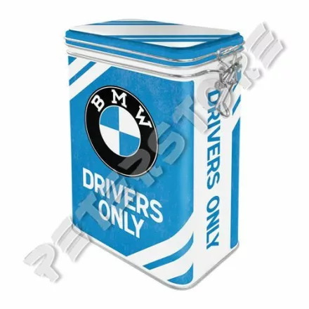 Retró Fémdoboz Csatos, Aromazárós - BMW Drivers Only Dombornyomott