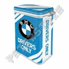 Retró Fémdoboz Csatos, Aromazárós - BMW Drivers Only Dombornyomott