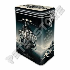   Retró Fémdoboz Csatos, Aromazárós - Harley-Davidson Motor Dombornyomott