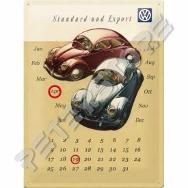 Fém Öröknaptár - Volkswagen VW Bogár Reklámtábla Dombornyomott