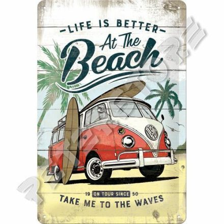 Retró Fém Tábla - Volkswagen VW T1 Busz Reklámtábla Dombornyomott