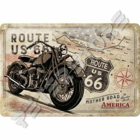 Retró Fém Tábla - U.S. Route 66 Dombornyomott