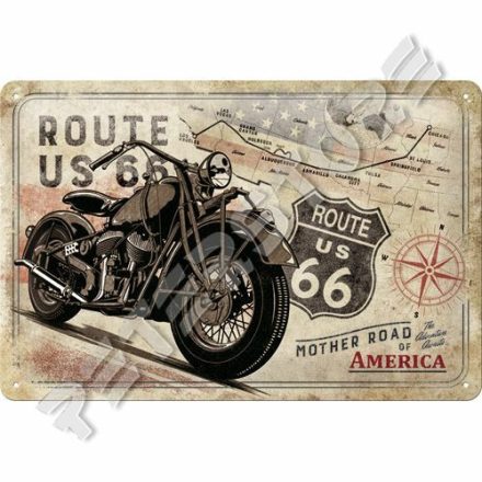 Retró Fém Tábla - U.S. Route 66 Dombornyomott