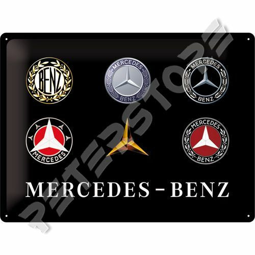 Retró Fém Tábla - Mercedes-Benz Logók Dombornyomott