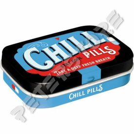   Retró Cukorkás Fémdoboz - Nyugtató pirulák, Chill pills Dombornyomott