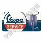 Retró Fém Tábla - Vespa Service, Szerviz Dombornyomott