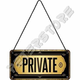 Retró Fém Tábla - Private - Privát Dombornyomott