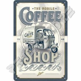 Retró Fém Tábla - Vespa Ape - Coffee Shop Dombornyomott