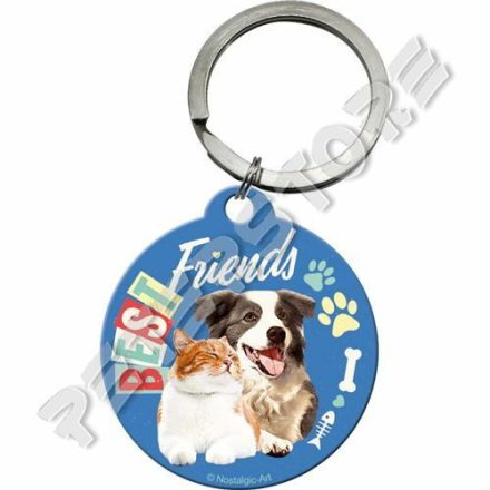 Retró Fém Kulcstartó - Best Friends, Legjobb barátok