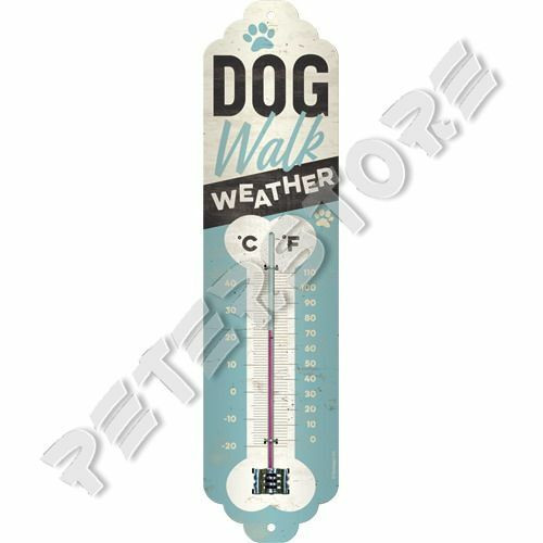 Retró Fém Hőmérő - Kutya sétáltató időjárás