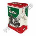 Retró Fémdoboz Csatos, Aromazárós - Vespa Dombornyomott
