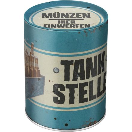 Retró Fém Persely - Tank Stelle - Tankolás Dombornyomott