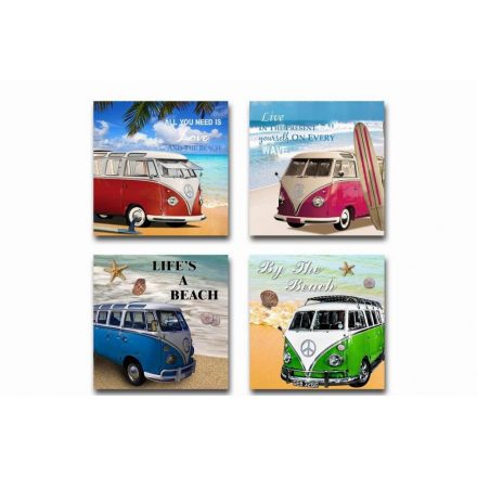 Falikép feszített keret nélküli - Volkswagen VW Busz  4 db-os