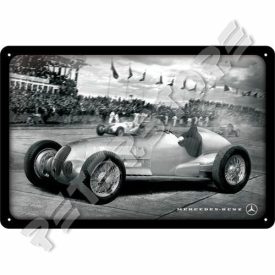 Retró Fém Tábla - Mercedes-Benz Ezüstnyíl Dombornyomott