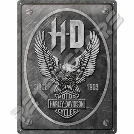 Retró Fém Tábla - Harley-Davidson Motor Logó Reklámtábla Dombornyomott