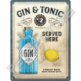Retró Fém Tábla - Gin Tonic koktél Dombornyomott