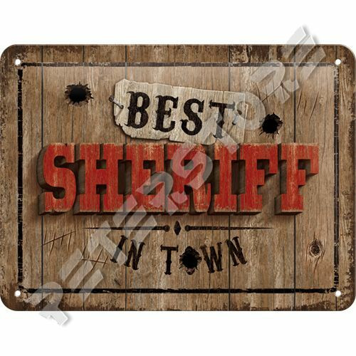 Retró Fém Tábla - Legjobb Sheriff a városban Dombornyomott