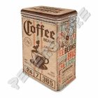 Retró Fémdoboz Csatos, Aromazárós - Coffee, Kávé Dombornyomott