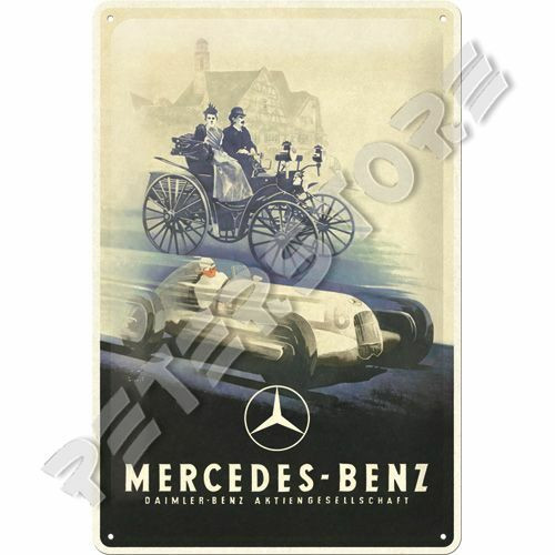Retró Fém Tábla - Mercedes-Benz Ezüstnyíl Dombornyomott