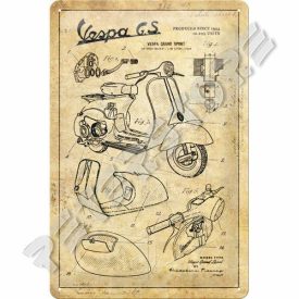 Retró Fém Tábla - Vespa Dombornyomott