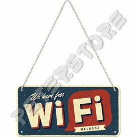 Retró Fém Tábla - Van ingyen Wifi Dombornyomott