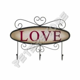 Fali Akasztó, Fogas - Love Méret: 28 cm széles, 40 cm magas