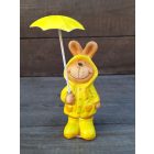Kerámia Nyúl, Nyuszi Figura Esernyővel   Méret: 6 cm széles, 15 cm magas, 5,5 cm mély