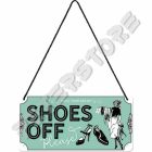 Retró Fém Tábla - Cipőt le, kérem Dombornyomott Méretek: 10 x 20 cm