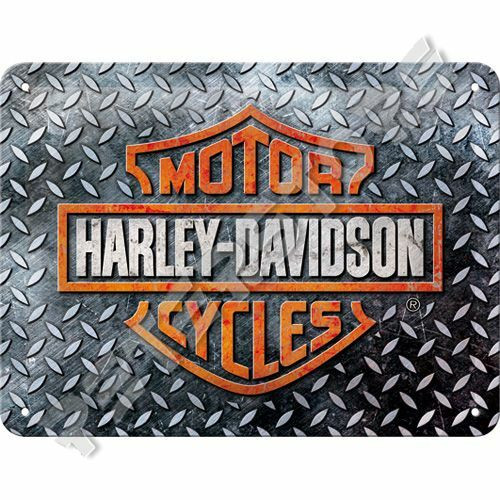 Retró Fém Tábla - Harley-Davidson Logó Reklámtábla Dombornyomott Méretek: 15 x 20 cm