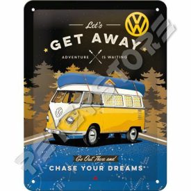 Retró Fém Tábla - Volkswagen VW T1 Busz Dombornyomott Méretek: 15 x 20 cm