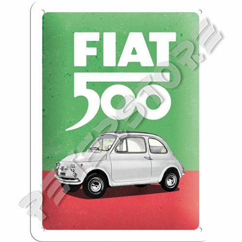 Retró Fém Tábla - Fiat 500 Dombornyomott Méretek: 15 x 20 cm