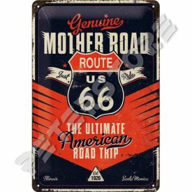 Retró Fém Tábla - U.S. Route 66 Dombornyomott Méretek: 20 x 30 cm